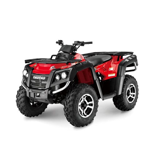 A red and black ATV for adults, isolated on a white background, symbolizing the power, adventure, and quality of our Adult ATVs collection.